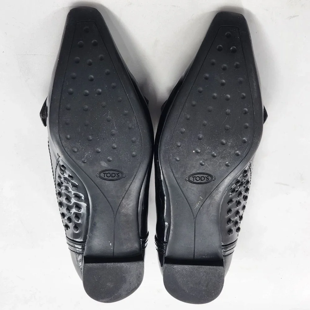 Tod's Black Patent‎ Leather Flats & Loafers Size 7